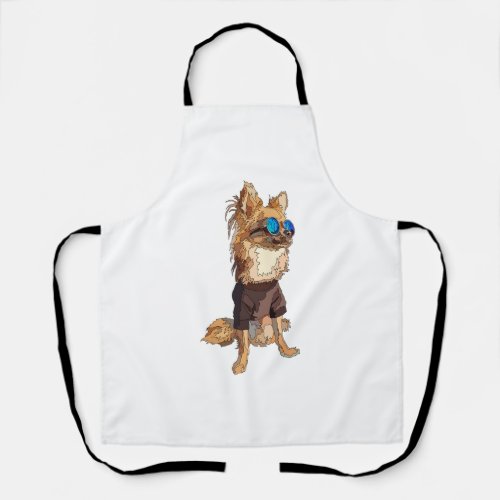 Chihuahua Dog Long Haired Summer Vibes    Apron