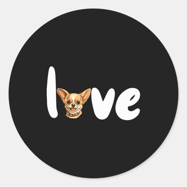 Chihuahua Dog Love For Valentine's Day  Classic Round Sticker (Front)