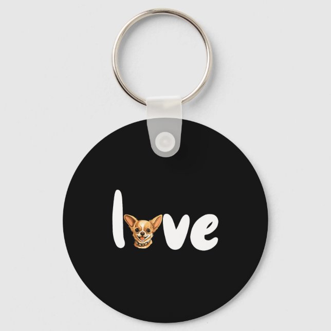 Chihuahua Dog Love For Valentine's Day  Keychain (Front)