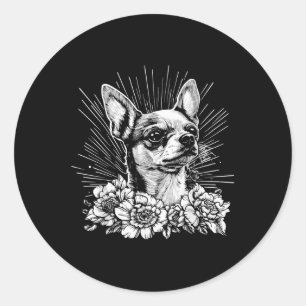 Chihuahua Dog Lover Retro Style Tattoo Classic Round Sticker