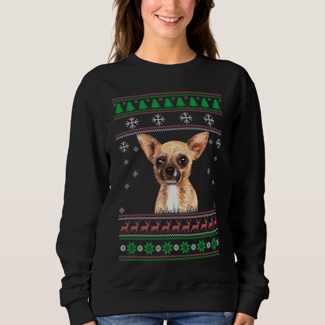 Chihuahua Dog Lover Ugly Christmas Sweater Xmas  (Front)