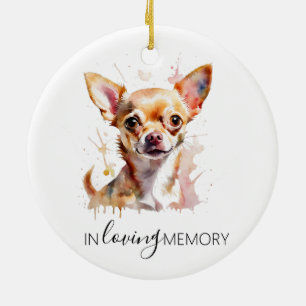 Chihuahua dog memorial watercolour christmas ceramic ornament