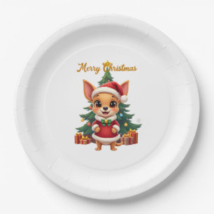 Chihuahua Dog Merry Christmas Paper Plates