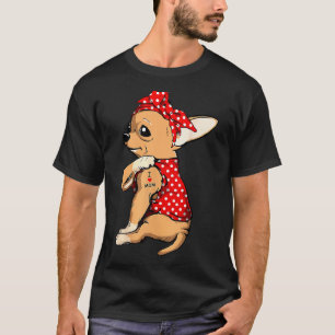 Chihuahua Dog Mom Bandana Cute I Love Mom Tattoo M T-Shirt