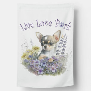 Chihuahua Dog Mom Floral House Flag