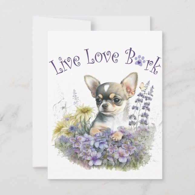 Chihuahua Dog Mom Floral Note Card (Front)