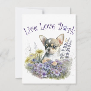 Chihuahua Dog Mom Floral Note Card