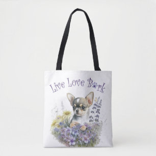 Chihuahua Dog Mom Floral Tote Bag