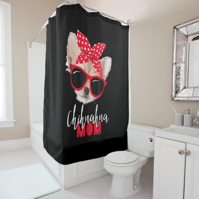Chihuahua Dog Mom Sunglasses Cute Dog Gift Shower Curtain (In Situ)