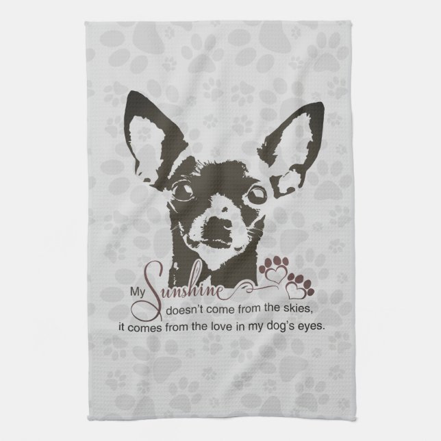 Chihuahua Dog My Sunshine Gray Towel (Vertical)
