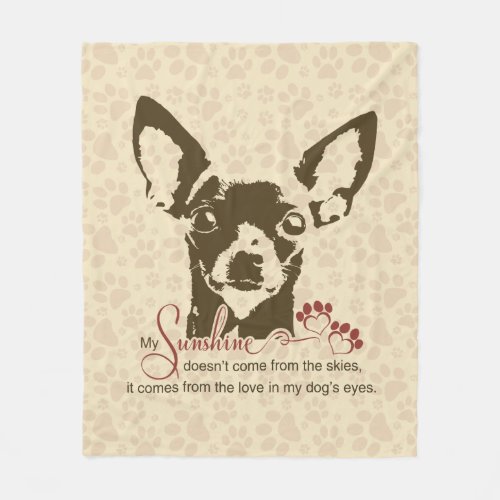 Chihuahua Dog My Sunshine Poem Fleece Blanket