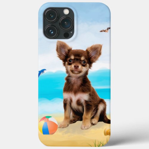 Chihuahua Dog on Beach iPhone 13 Pro Max Case