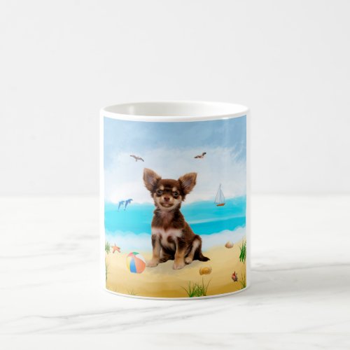 Chihuahua Dog on Beach Coffee Mug