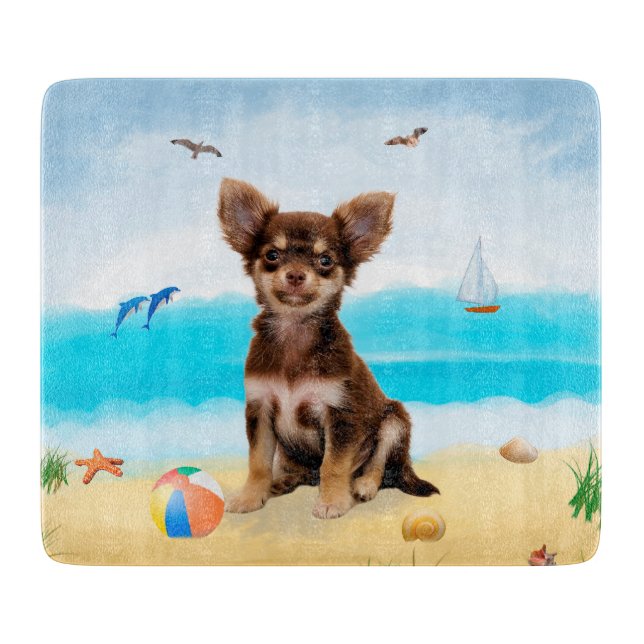 Chihuahua Dog on Beach Cutting Board (Front)