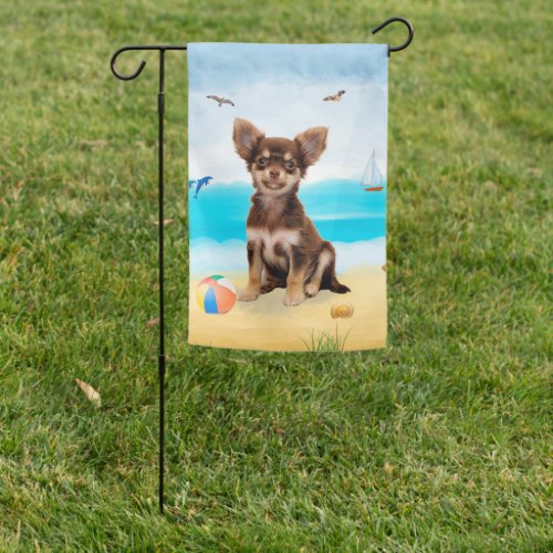 chihuahua Dog on Beach  Garden Flag