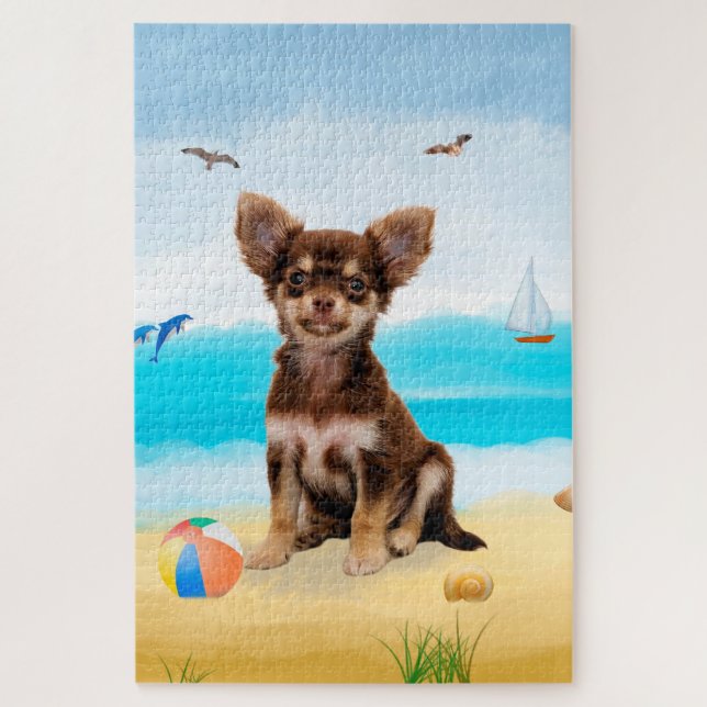 Chihuahua Dog on Beach Jigsaw Puzzle (Vertical)