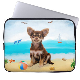 Chihuahua Dog on Beach Laptop Sleeve