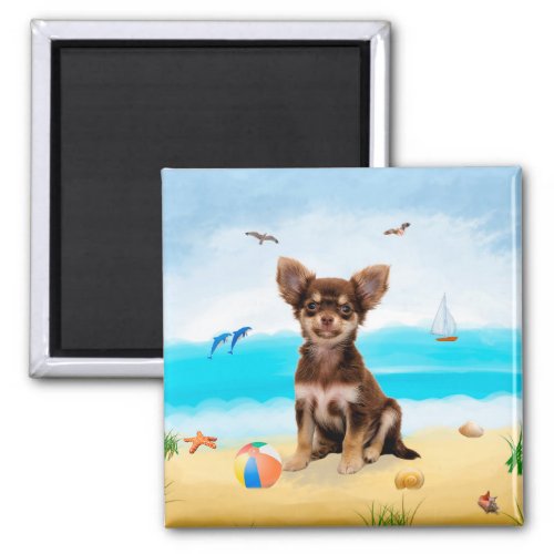 Chihuahua Dog on Beach Magnet