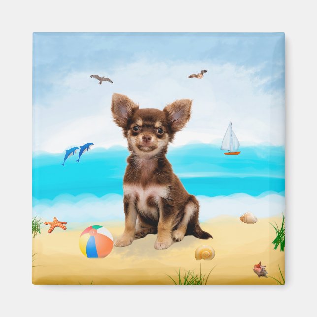 Chihuahua Dog on Beach Magnet (Front)