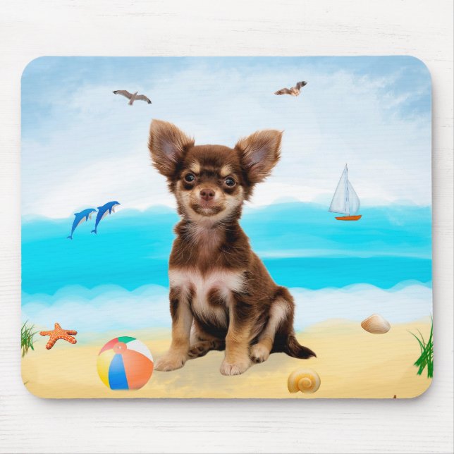 Chihuahua Dog on Beach Mouse Pad (Front)