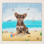 Chihuahua Dog on Beach Scarf<br><div class="desc">Cute dog sitting on beach is a perfect gift idea for someone who love this dog breed.</div>