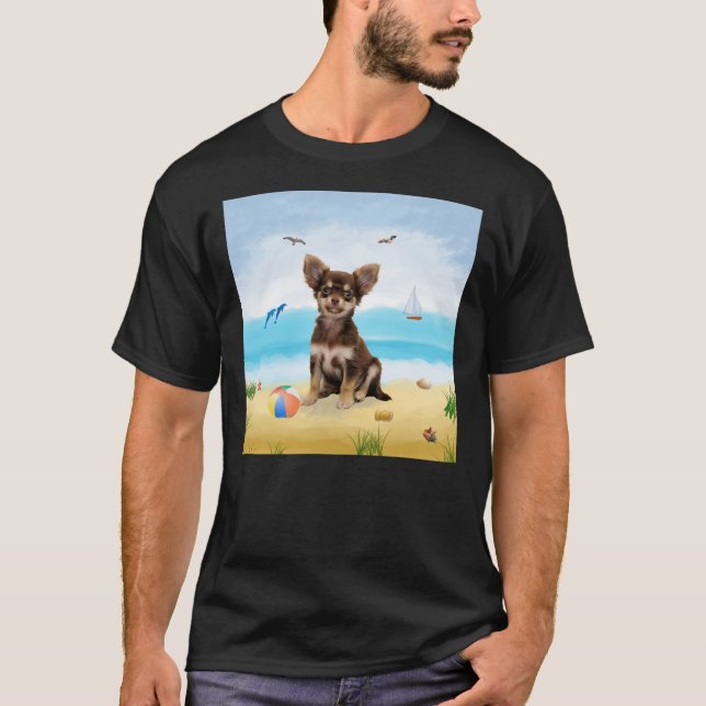 Chihuahua Dog On Beach T-Shirt (Front)