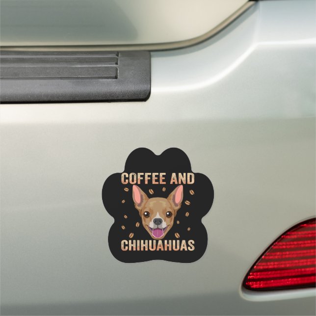Chihuahua Dog Owner Apparel Coffee Addict Car Magnet (In Situ)