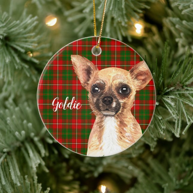 Chihuahua Dog Personalized Ceramic Ornament (Tree)