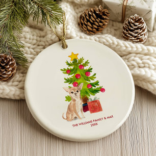 Chihuahua Dog Personalized Christmas Ceramic Ornament