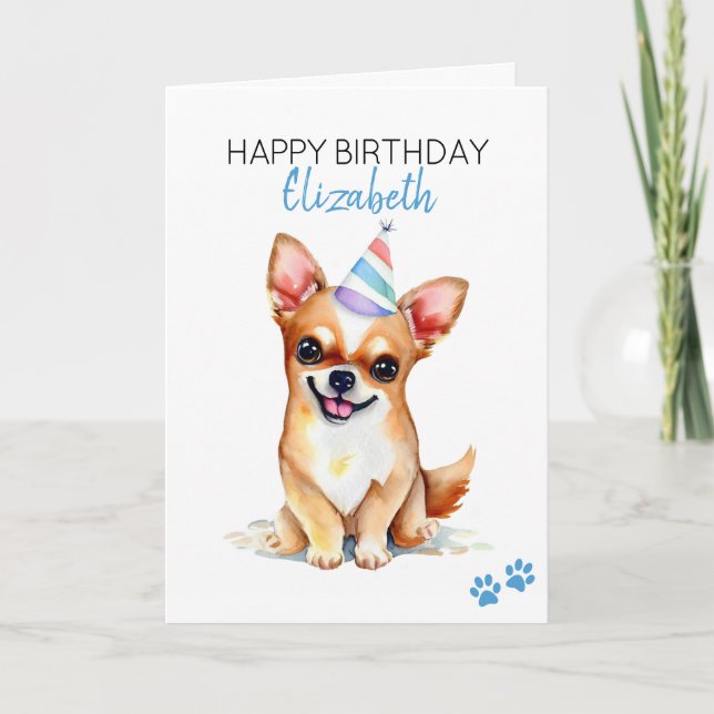 Chihuahua Dog Personalized Happy Birthday  Card (Front)