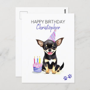 Chihuahua Dog Personalized Happy Birthday Postcard