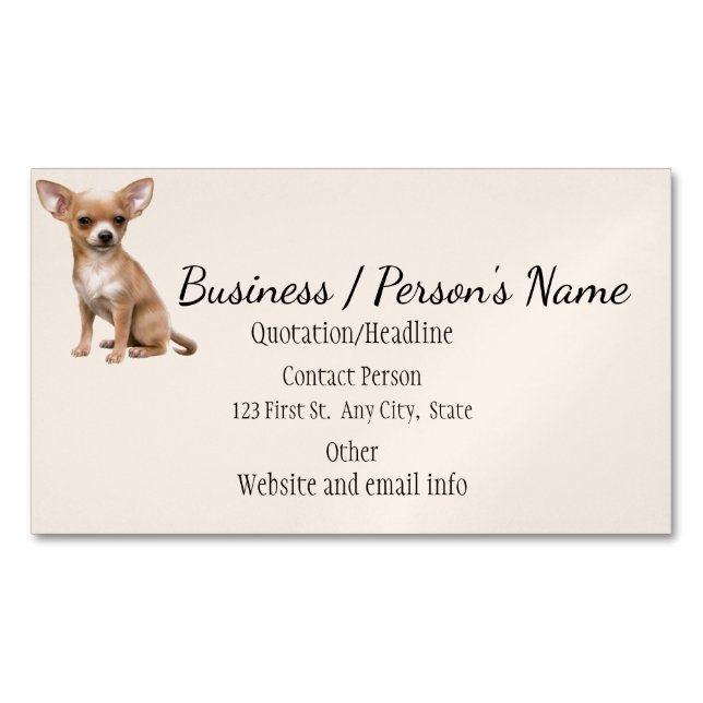Chihuahua Dog Pet Animal Logo Animal Custom Business Card Magnet (Front)