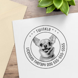Chihuahua Dog Pet Photo Round Rubber Stamp
