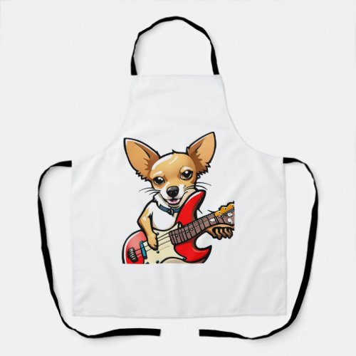 Chihuahua dog playing the electric guitar Vector  Apron