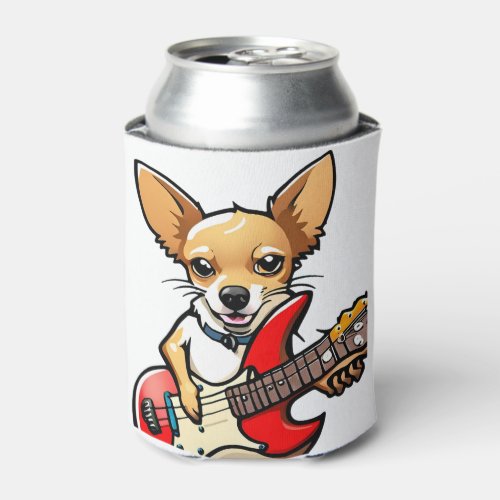 Chihuahua dog playing the electric guitar Vector  Can Cooler