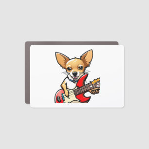 Chihuahua dog playing the electric guitar. Vector  Car Magnet