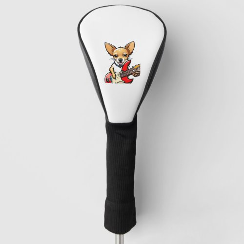 Chihuahua dog playing the electric guitar Vector  Golf Head Cover