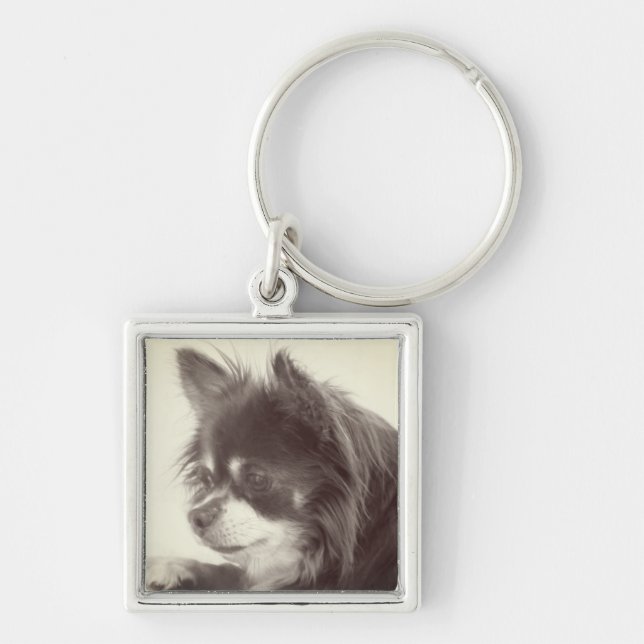Chihuahua Dog Portrait Keychain (Front)