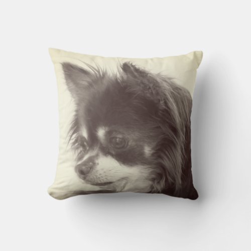 Chihuahua Dog Portrait Throw Pillow