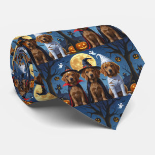 Chihuahua Dog Pumpkin Halloween Funny Neck Tie