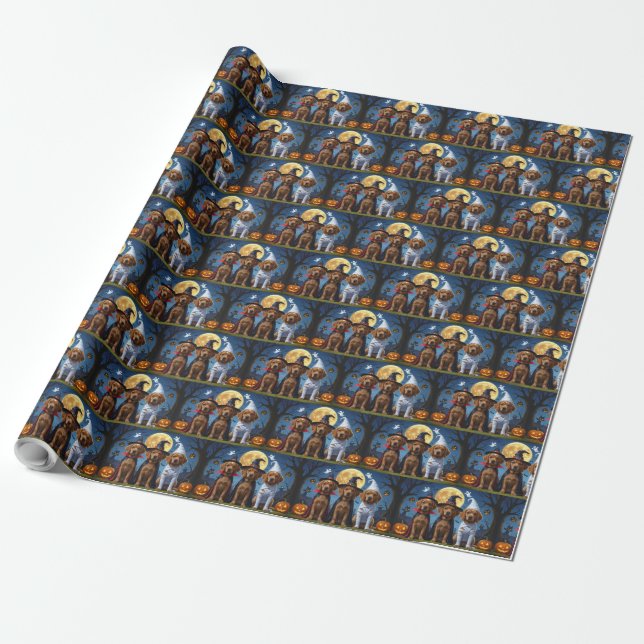Chihuahua Dog Pumpkin Halloween Funny Wrapping Paper (Unrolled)
