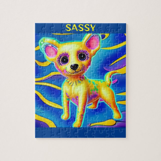 CHIHUAHUA DOG PUZZLE WITH PERSONALIZED NAME. (Vertical)