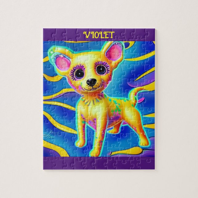 CHIHUAHUA DOG PUZZLE WITH PERSONALIZED NAME. (Vertical)