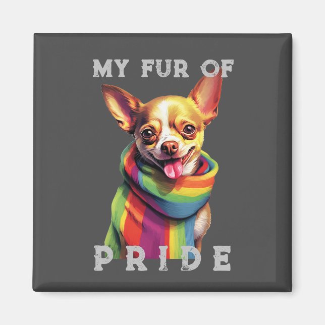 Chihuahua Dog Rainbow Funny My Fur Pride Magnet (Front)