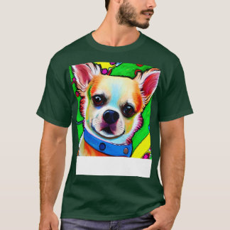 Chihuahua Dog Rainbow Painting T-Shirt