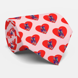 Chihuahua Dog Red Valentine’s Day Heart Pink Neck Tie