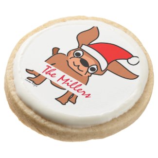 Chihuahua Dog Reindeer Round Premium Shortbread Cookie