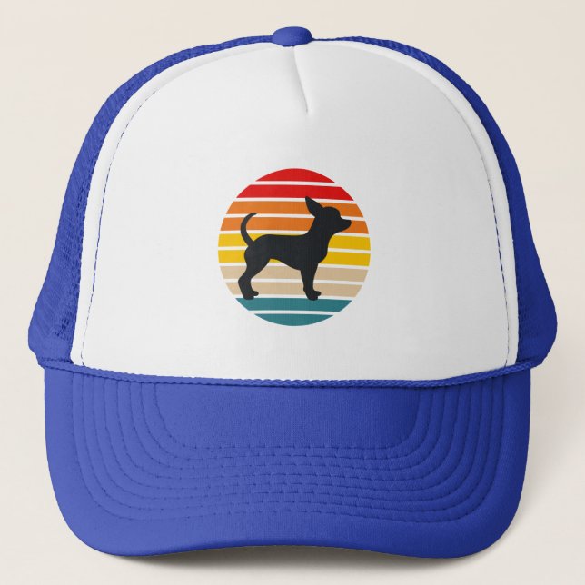 Chihuahua Dog Retro Sunset Trucker Hat (Front)