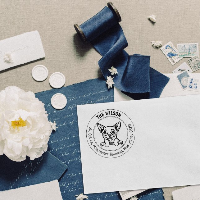 Chihuahua Dog Return Address Family Rubber Stamp (Creator Uploaded)