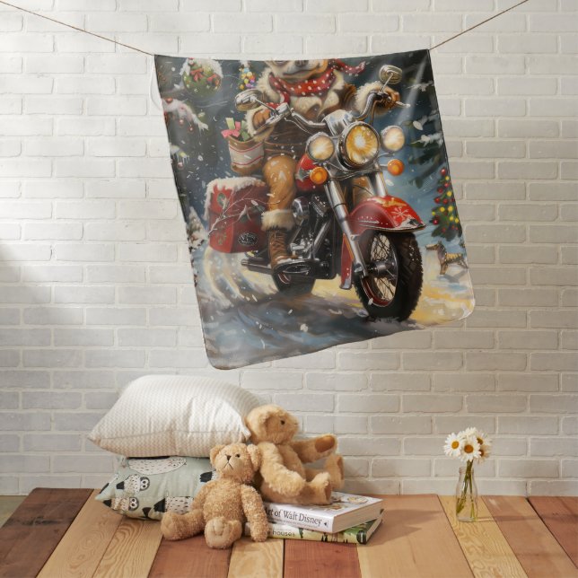 Chihuahua Dog Riding Motorcycle Christmas  Baby Blanket (In Situ)